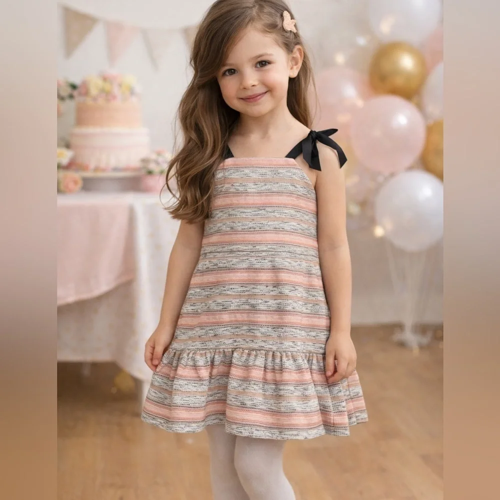 Gianni Bini Girls Tweed Dress with Tie Shoulders, New with Tags